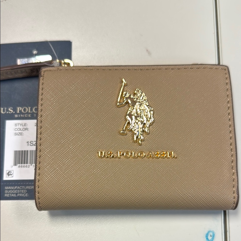 U.S. Polo Assn. Beige Wallet with Gold Logo